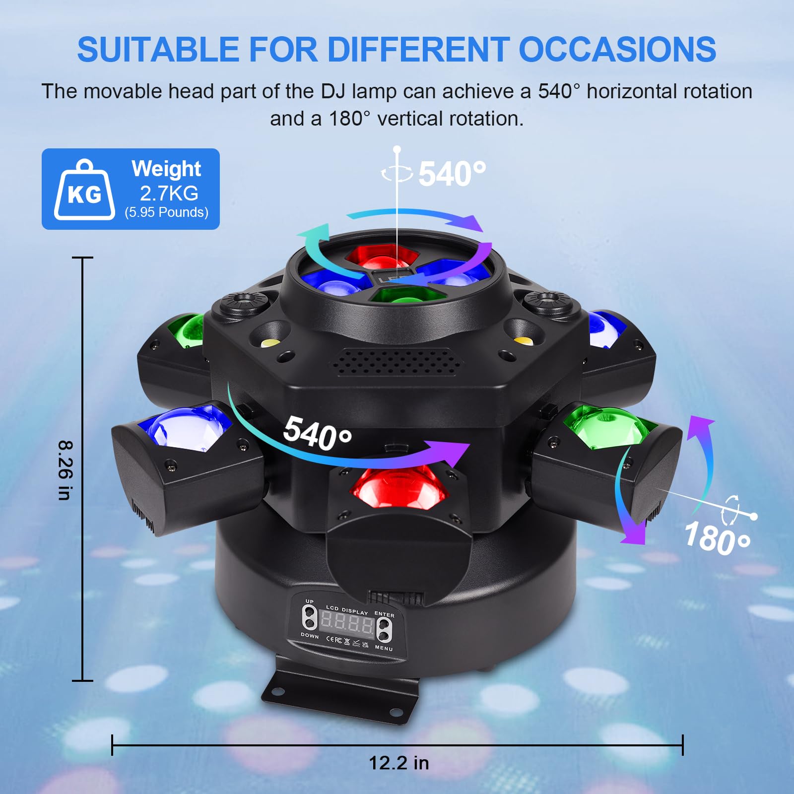 6-Arm Bee-Eye Moving Head DJ Light, 4-in-1 RGBW Stage Light