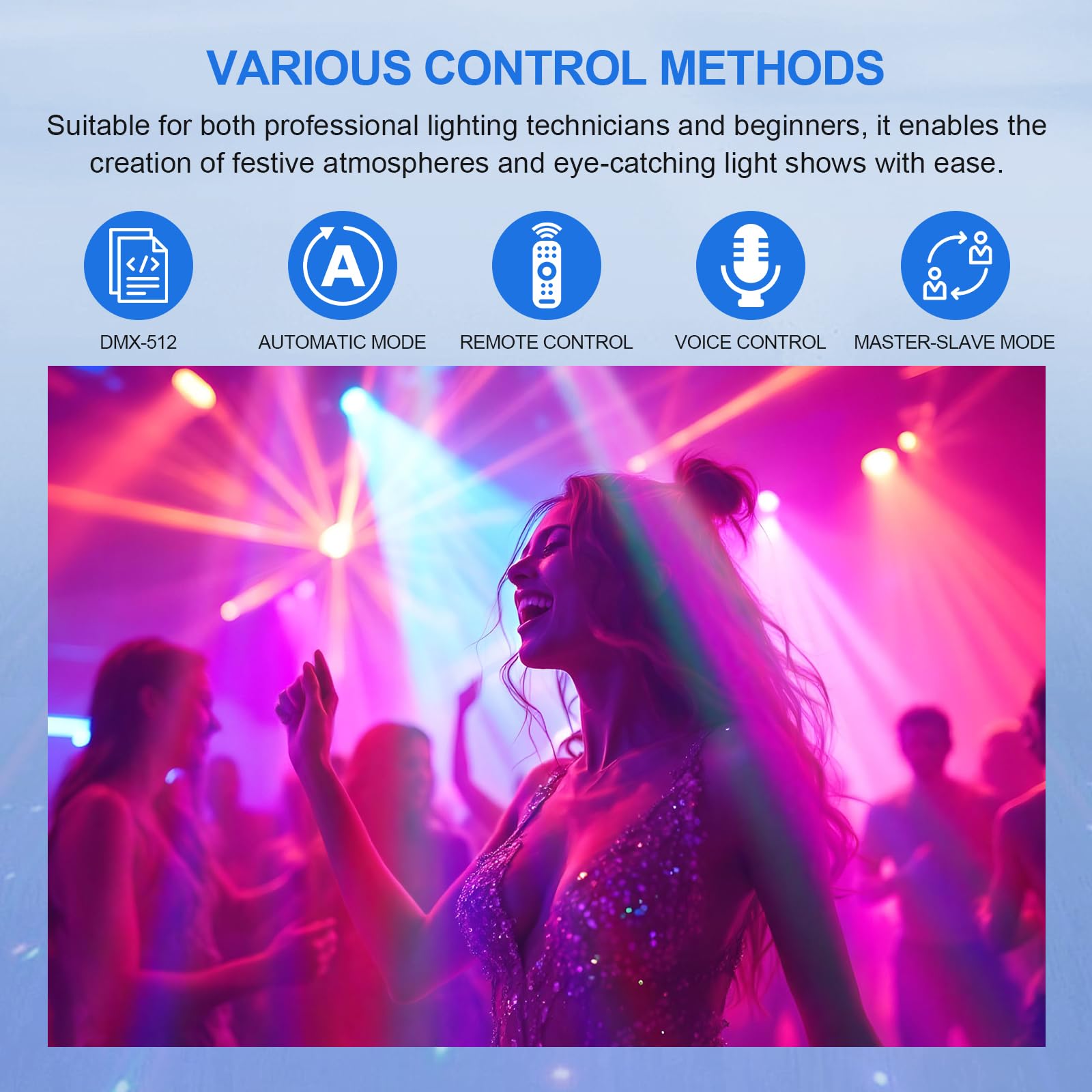 6-Arm Bee-Eye Moving Head DJ Light, 4-in-1 RGBW Stage Light