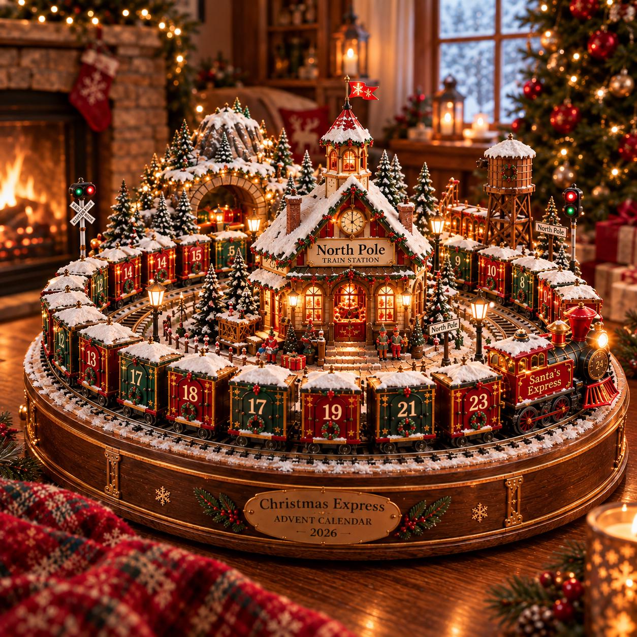 Christmas Express Advent Calendar – 24-Day North Pole Train Station Holiday Countdown