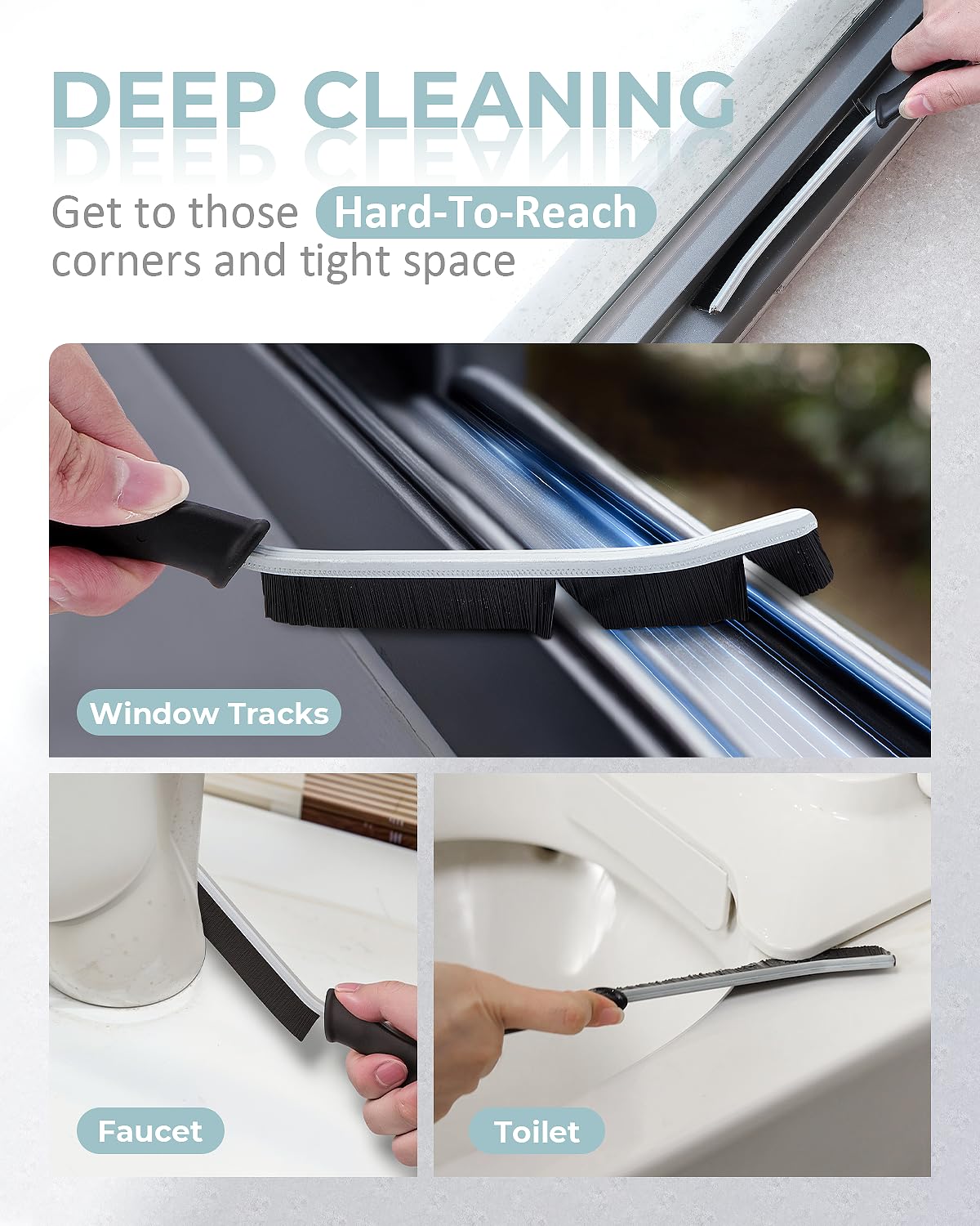 Crevice Cleaning Brush, Hard Bristle Gap Brush for Kitchen Sink Bathroom Tile & Window Tracks, Deep Cleaning Scrub Tool