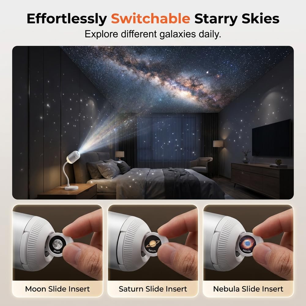 USB Star Projector Night Light, Flexible Gooseneck Galaxy Lamp