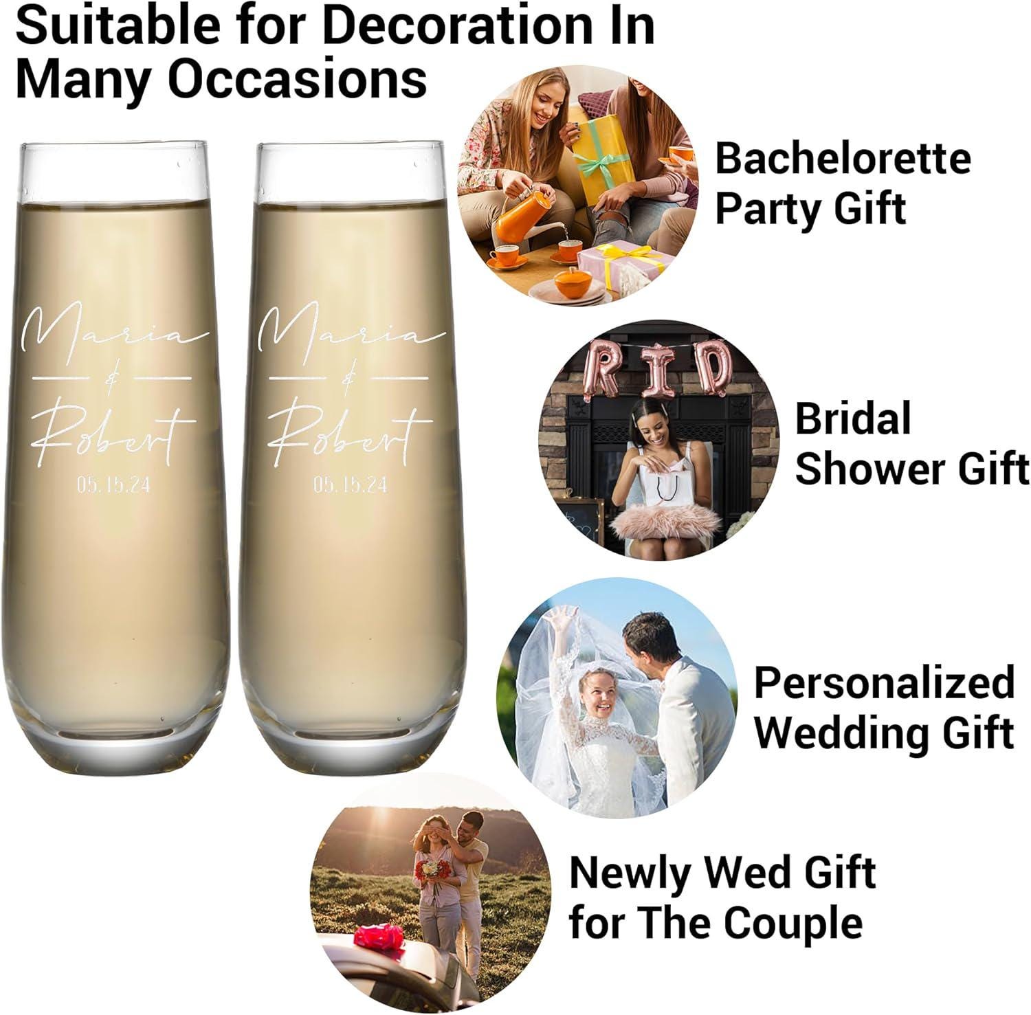 Personalized Mr. & Mrs. Champagne Flutes – Custom Wedding Toast Glasses