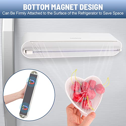 Plastic Wrap Dispenser with Cutter, Wall Mount Kitchen Foil and Cling Film Organizer