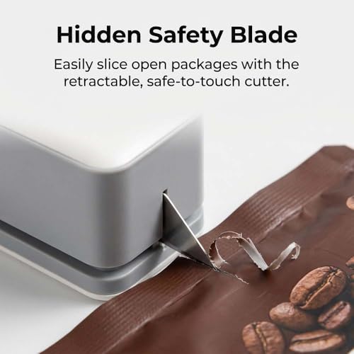 2-in-1 Mini Bag Sealer with Cutter, USB Rechargeable Portable Heat Sealer for Snack Bags