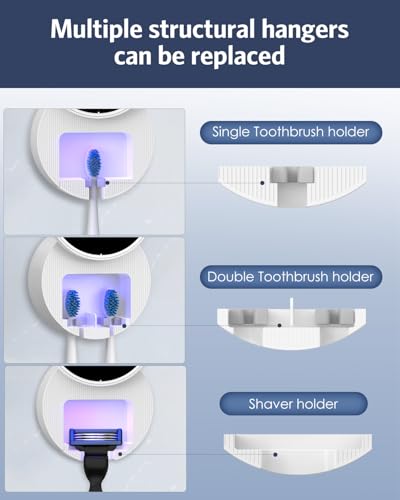 UV Toothbrush Sanitizer, Wall Mount Toothbrush Sterilizer with Digital Display for Bathroom