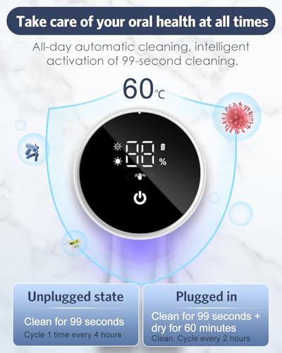 UV Toothbrush Sanitizer, Wall Mount Toothbrush Sterilizer with Digital Display for Bathroom