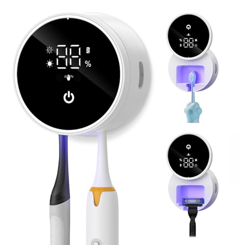 UV Toothbrush Sanitizer, Wall Mount Toothbrush Sterilizer with Digital Display for Bathroom