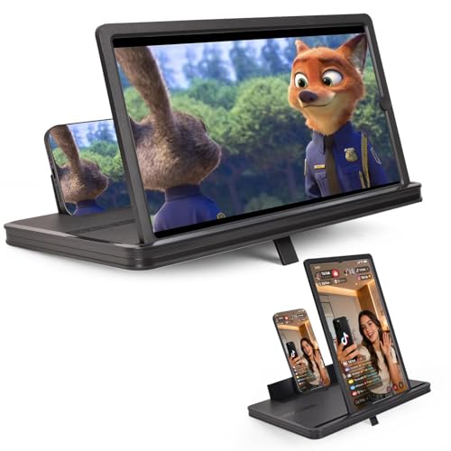 Foldable Phone Screen Magnifier, HD Enlarger Stand for Video Watching Gaming