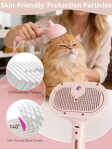 3‑in‑1 Pet Steam Brush, Self‑Cleaning Dog Cat Grooming Comb for Loose Hair Removal