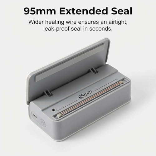 2-in-1 Mini Bag Sealer with Cutter, USB Rechargeable Portable Heat Sealer for Snack Bags