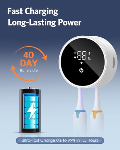 UV Toothbrush Sanitizer, Wall Mount Toothbrush Sterilizer with Digital Display for Bathroom