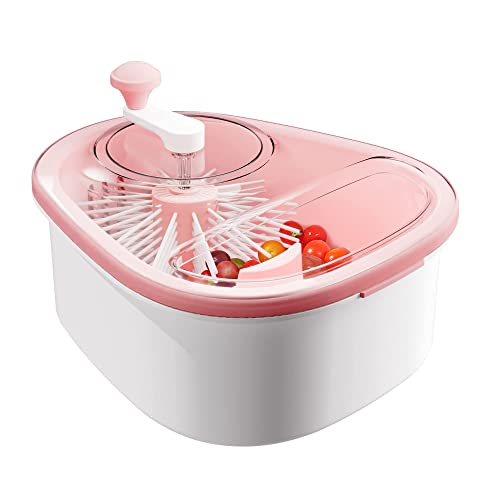 Manual Fruit Vegetable Cleaner, Hands-Free Berry Washing Basket with Labor-Saving Crank, Portable Produce Scrubber for Strawberry Cherry Grape