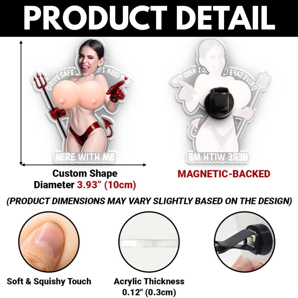 Funny 3D Pin-Up Girl Car Magnet – “Drive Safe, I Love You” Novelty Automotive Decor