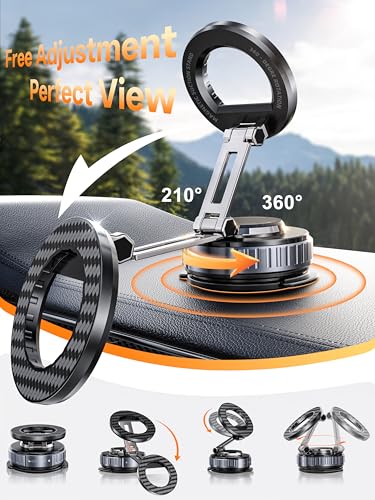 Magnetic Car Phone Holder, 360° Foldable Dashboard Mount for MagSafe