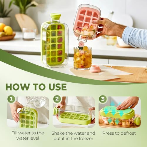 2-in-1 Ice Cube Tray Water Bottle, Portable Leakproof Cup with Straw for Outdoor Travel