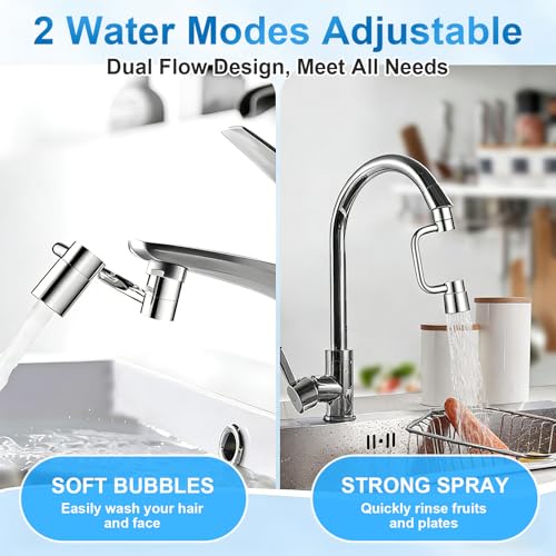 1080° Swivel Faucet Aerator, Dual Mode Splash Proof Faucet Nozzle Extender for Bathroom Sink