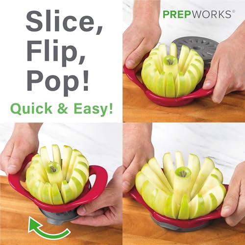 16-Blade Apple Slicer Corer, Stainless Steel Apple Cutter with Non-Slip Base for Kitchen Prep