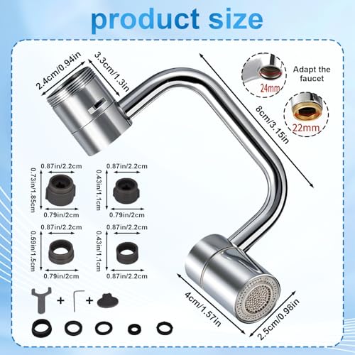 1080° Swivel Faucet Aerator, Dual Mode Splash Proof Faucet Nozzle Extender for Bathroom Sink