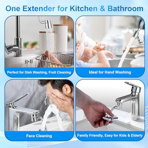1080° Swivel Faucet Aerator, Dual Mode Splash Proof Faucet Nozzle Extender for Bathroom Sink