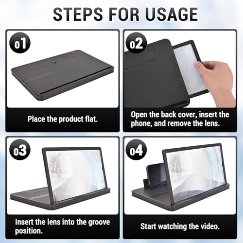 Foldable Phone Screen Magnifier, HD Enlarger Stand for Video Watching Gaming