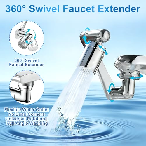 1080° Swivel Faucet Aerator, Dual Mode Splash Proof Faucet Nozzle Extender for Bathroom Sink