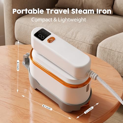 Handheld Steam Iron, Portable Travel Garment Steamer, 2-in-1 Wrinkle Remover for Home Travel