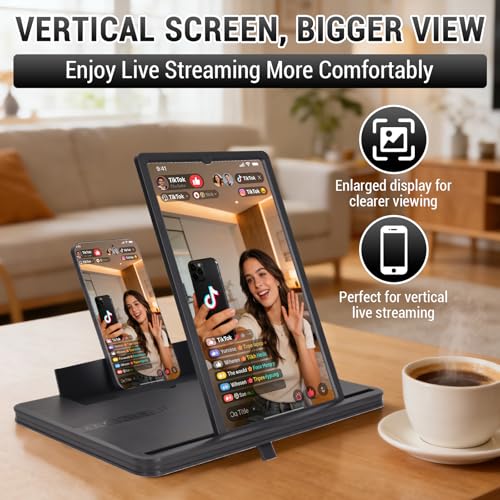 Foldable Phone Screen Magnifier, HD Enlarger Stand for Video Watching Gaming