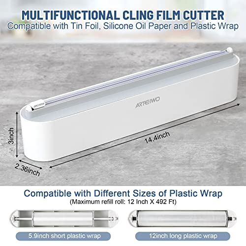 Plastic Wrap Dispenser with Cutter, Wall Mount Kitchen Foil and Cling Film Organizer