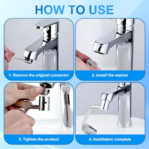 1080° Swivel Faucet Aerator, Dual Mode Splash Proof Faucet Nozzle Extender for Bathroom Sink
