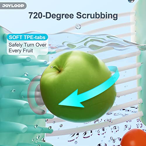Manual Fruit Vegetable Cleaner, Hands-Free Berry Washing Basket with Labor-Saving Crank, Portable Produce Scrubber for Strawberry Cherry Grape
