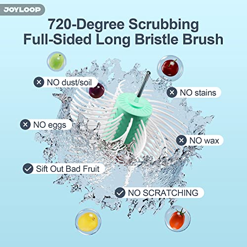 Manual Fruit Vegetable Cleaner, Hands-Free Berry Washing Basket with Labor-Saving Crank, Portable Produce Scrubber for Strawberry Cherry Grape