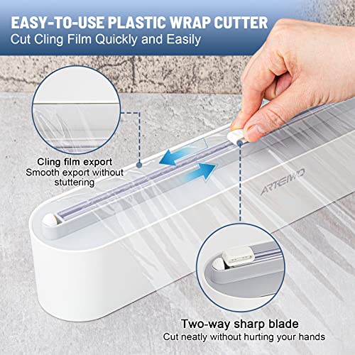 Plastic Wrap Dispenser with Cutter, Wall Mount Kitchen Foil and Cling Film Organizer