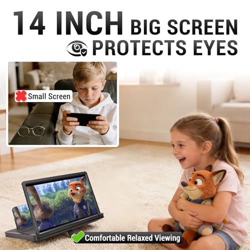 Foldable Phone Screen Magnifier, HD Enlarger Stand for Video Watching Gaming