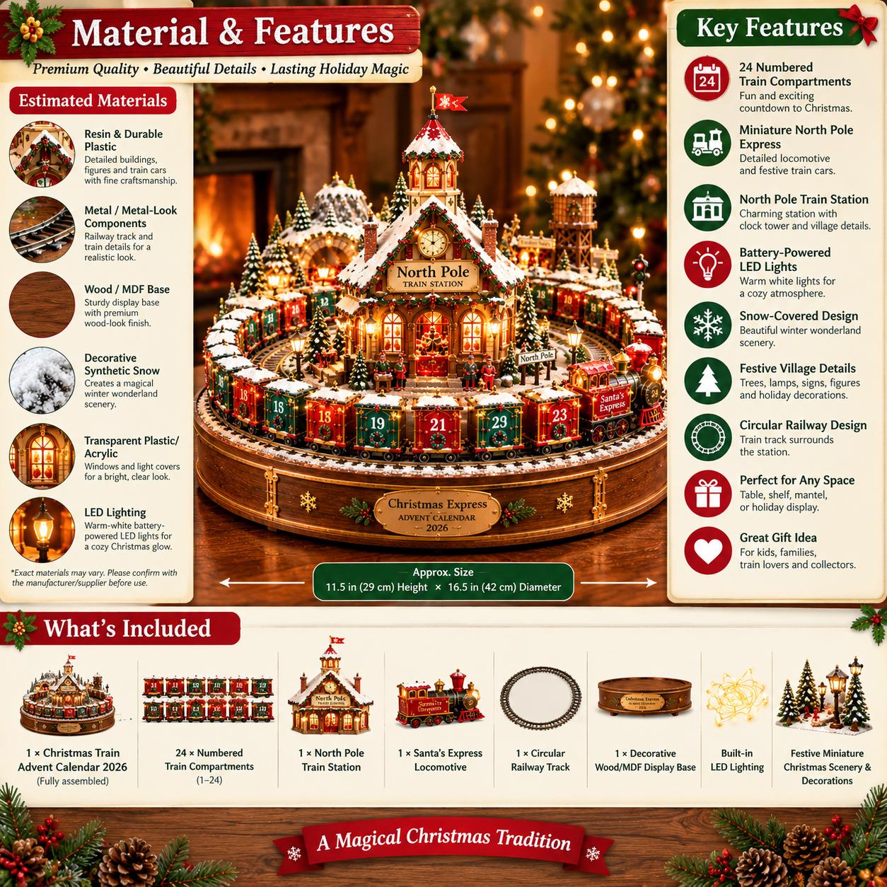 Christmas Express Advent Calendar – 24-Day North Pole Train Station Holiday Countdown