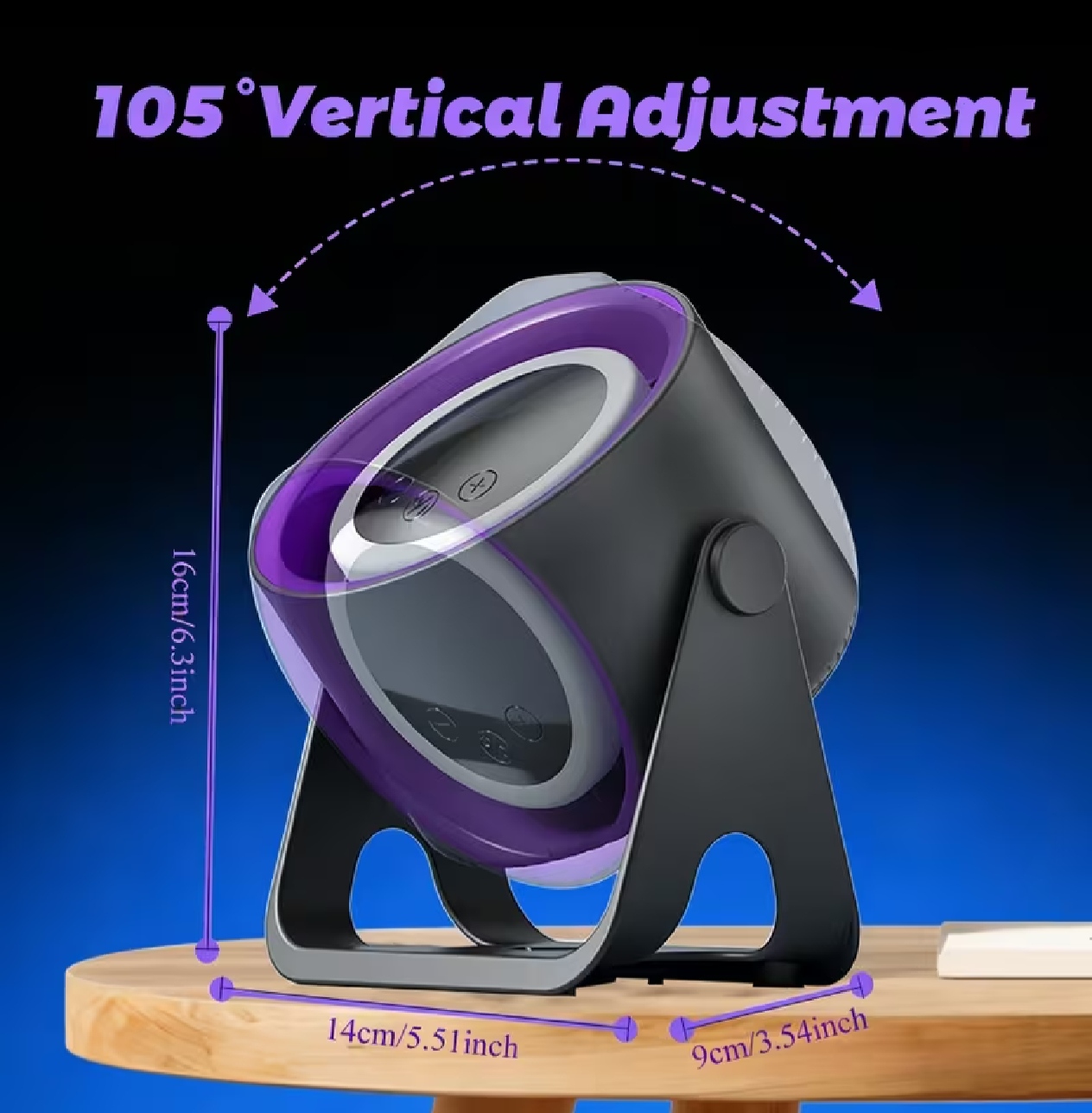 Portable Desktop Fan, Quiet Powerful Mini Cooling Fan with LED Digital Display, 360° Adjustable Personal Fan for Home Office Outdoor