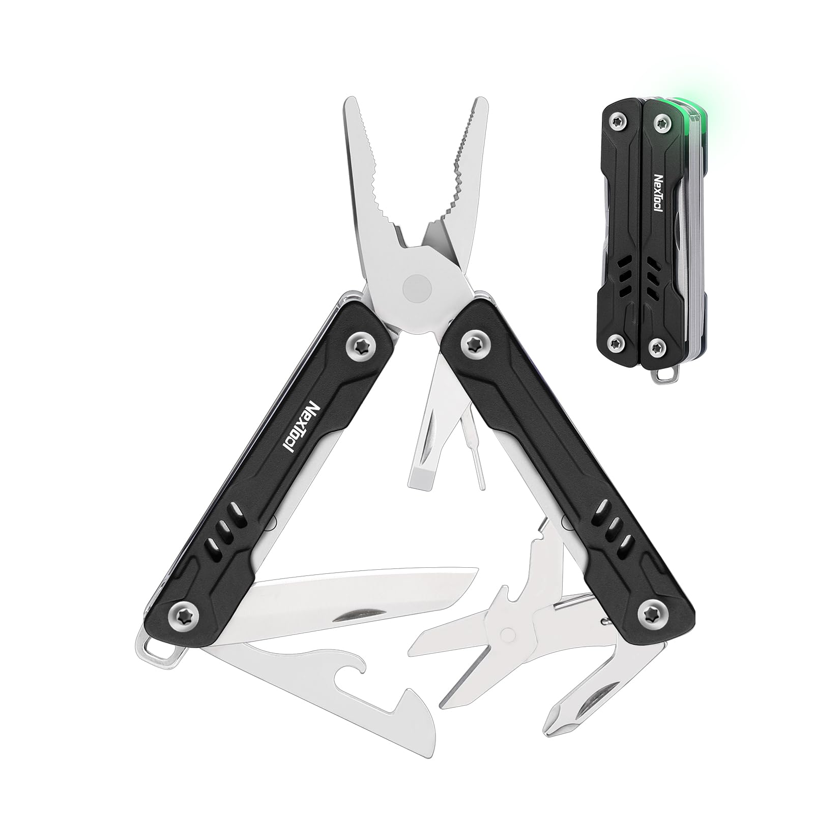 Multitool Pliers, Foldable Pocket Multi Tool with Knife & Screwdrivers, Stainless Steel EDC Tool for Camping Hiking Repair