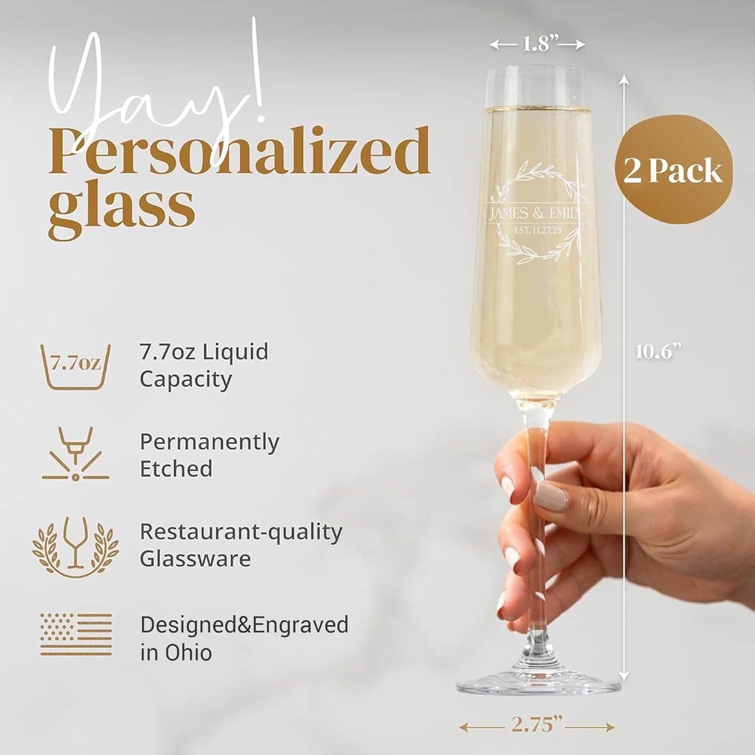 Personalized Mr. & Mrs. Champagne Flutes – Custom Wedding Toast Glasses