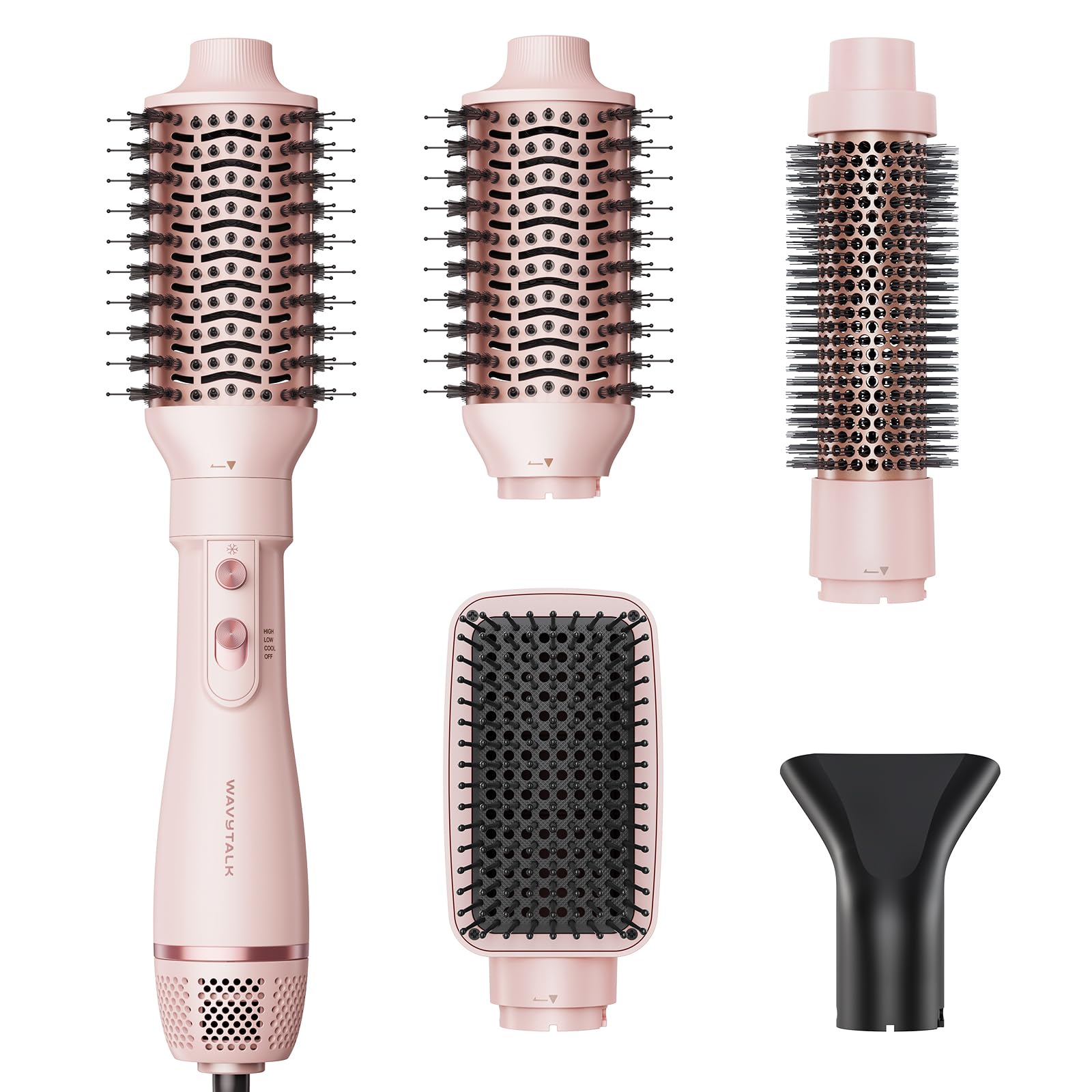 5 in 1 Interchangeable Hot Air Brush, Ionic Hair Dryer & Styling Volumizer
