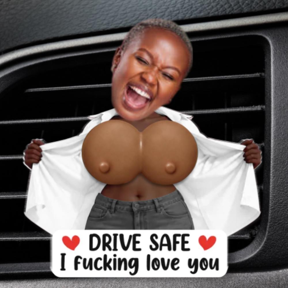 Custom Face Funny Car Vent Accessory – Personalized 3D Pin-Up Photo Gift with “Drive Safe” Message