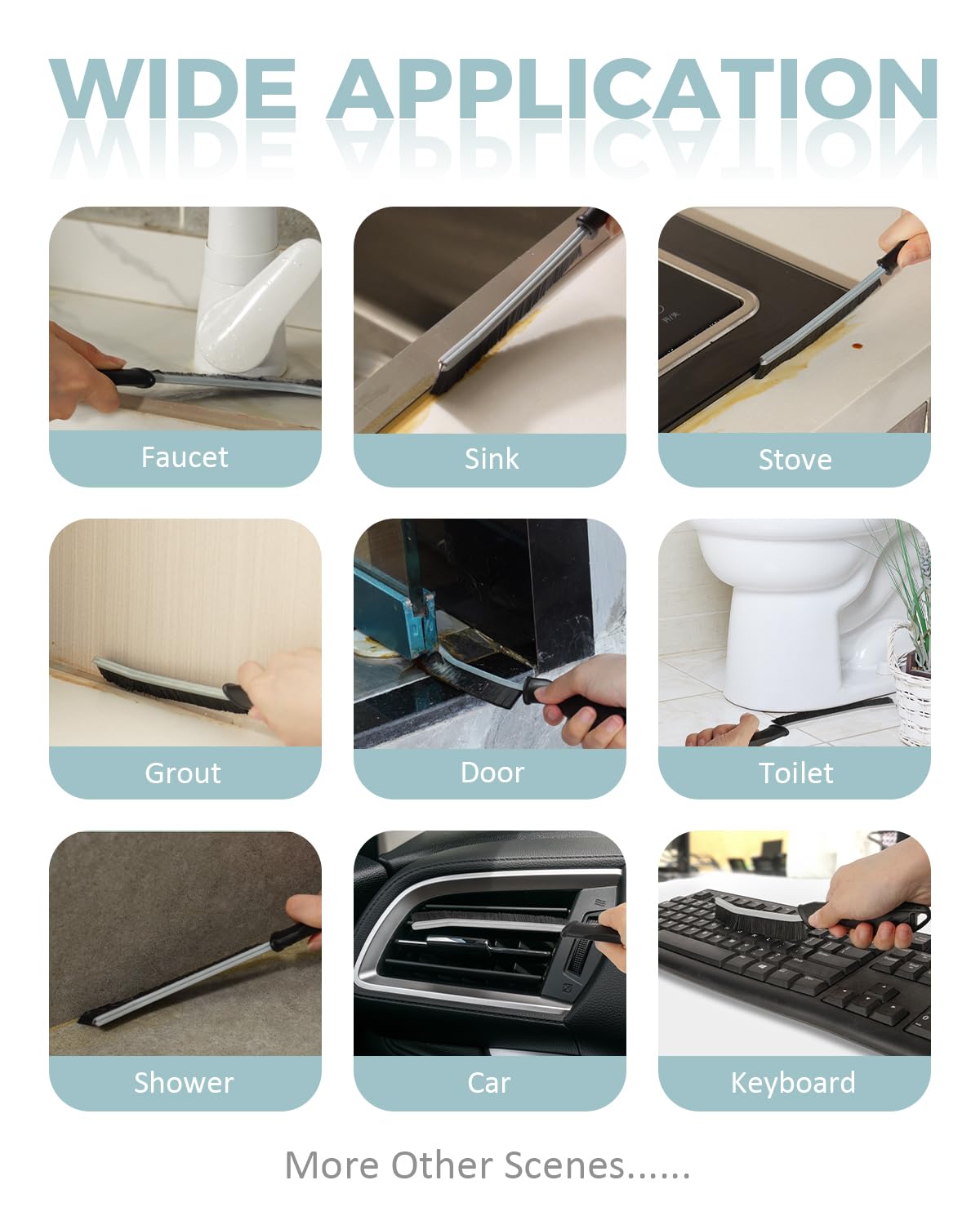 Crevice Cleaning Brush, Hard Bristle Gap Brush for Kitchen Sink Bathroom Tile & Window Tracks, Deep Cleaning Scrub Tool