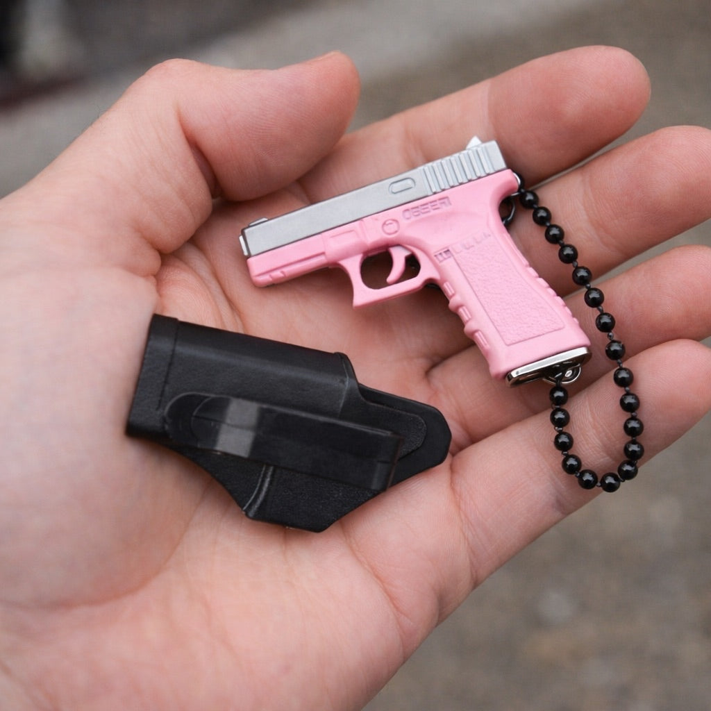 Pistol-Shaped Carry Clip Keychain