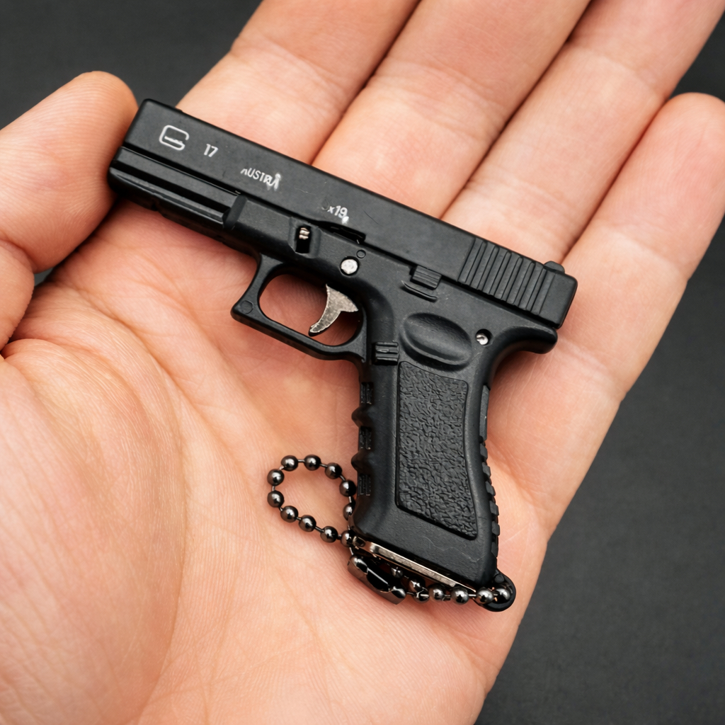 Pistol-Shaped Carry Clip Keychain