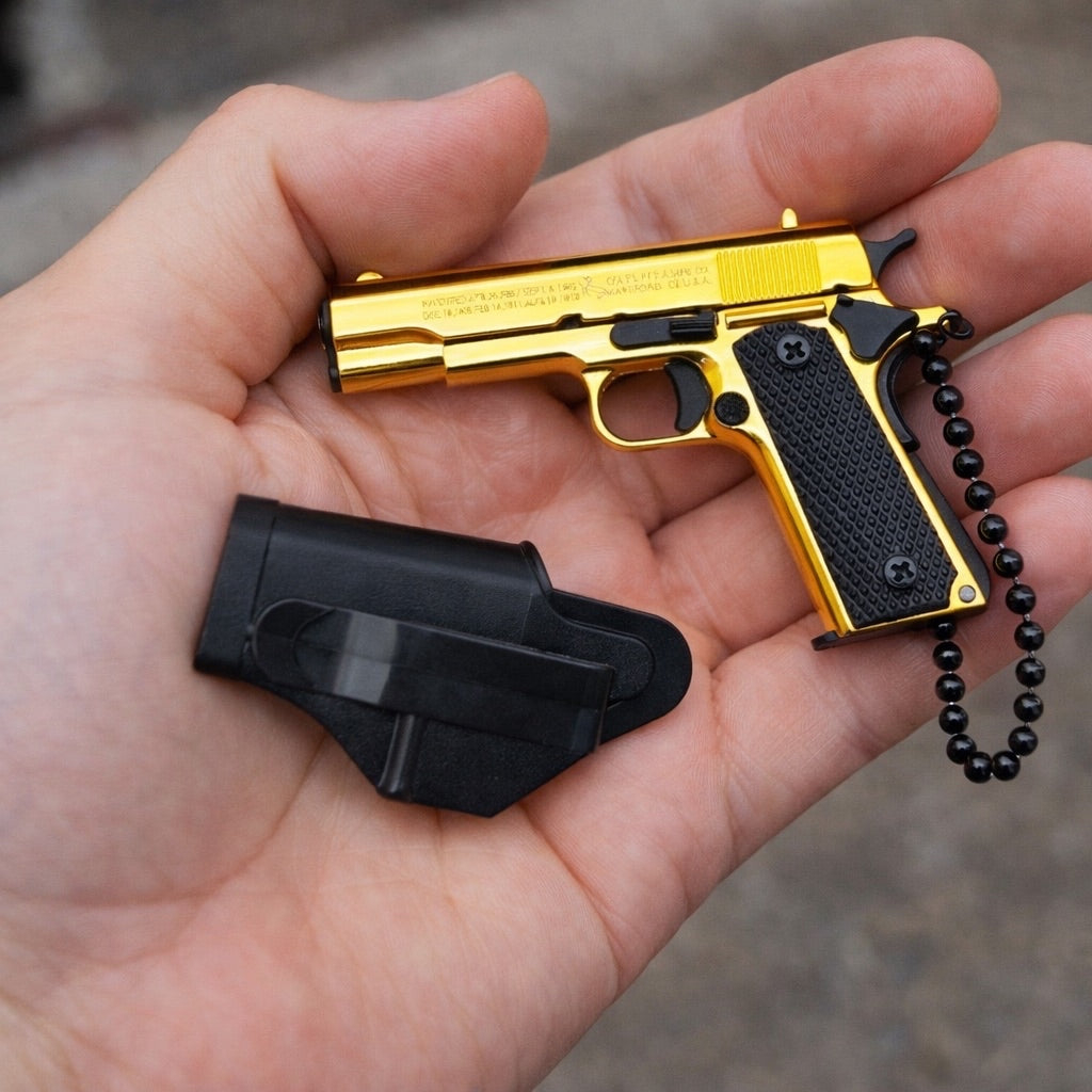 Pistol-Shaped Carry Clip Keychain
