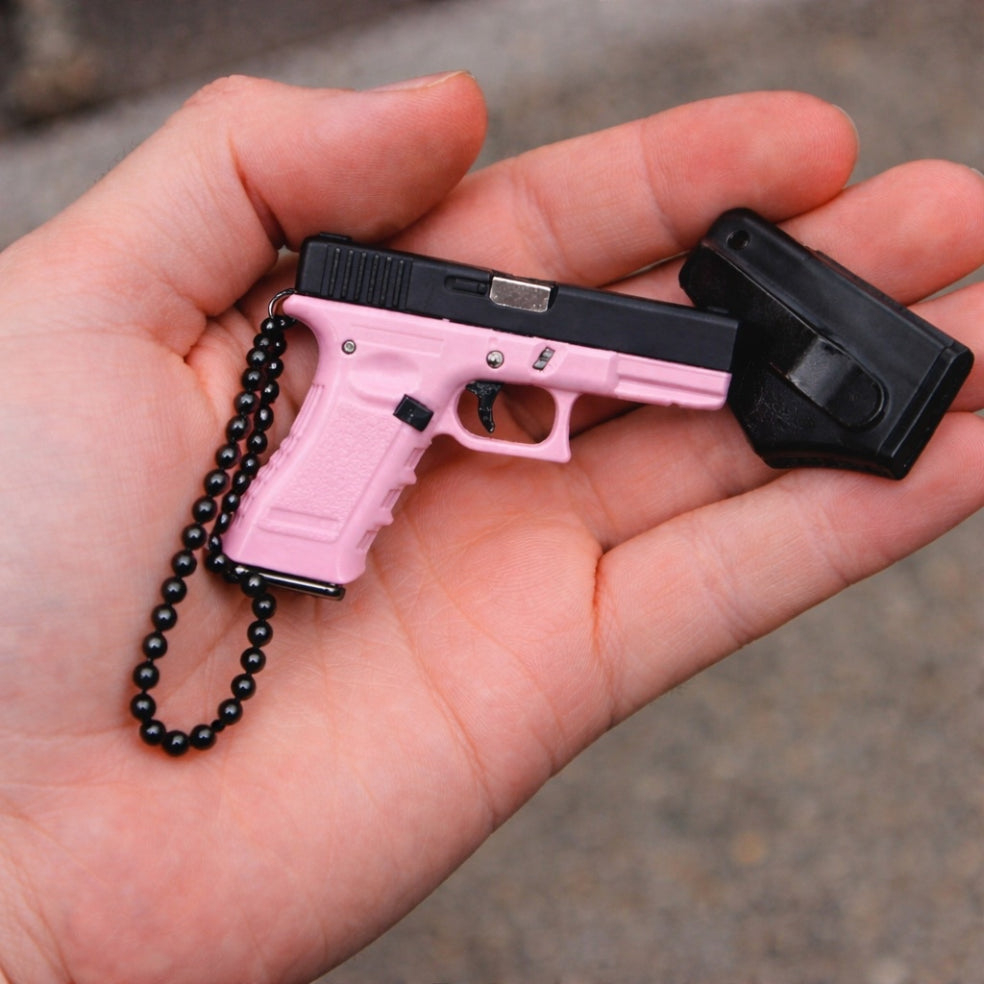 Pistol-Shaped Carry Clip Keychain