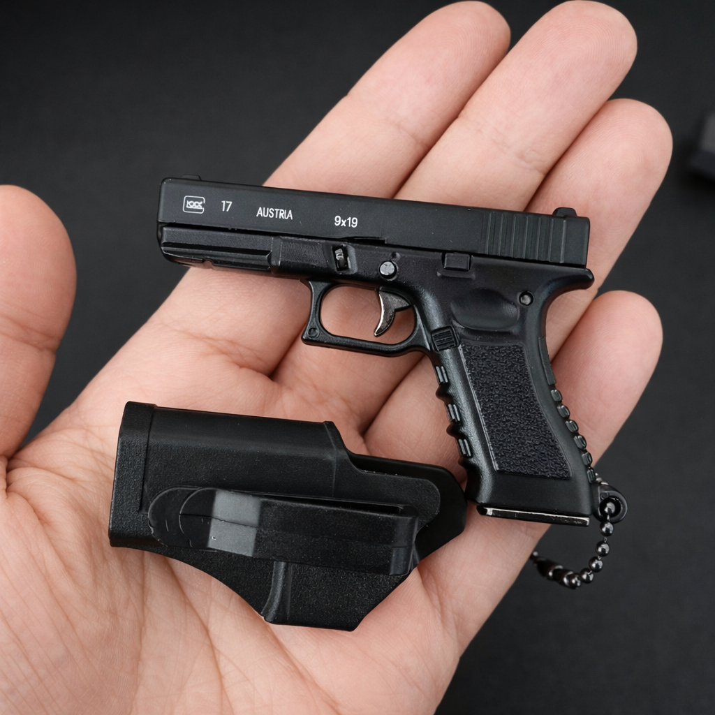 Pistol-Shaped Carry Clip Keychain