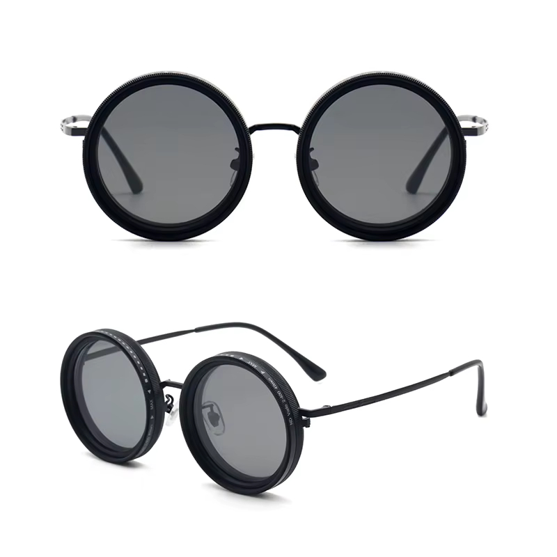 High Quality ND Filter Sunglasses Sunglasses Round Polarized Camera Lens Brightness Adjustable Tint Metal Frame and TAC Lenses