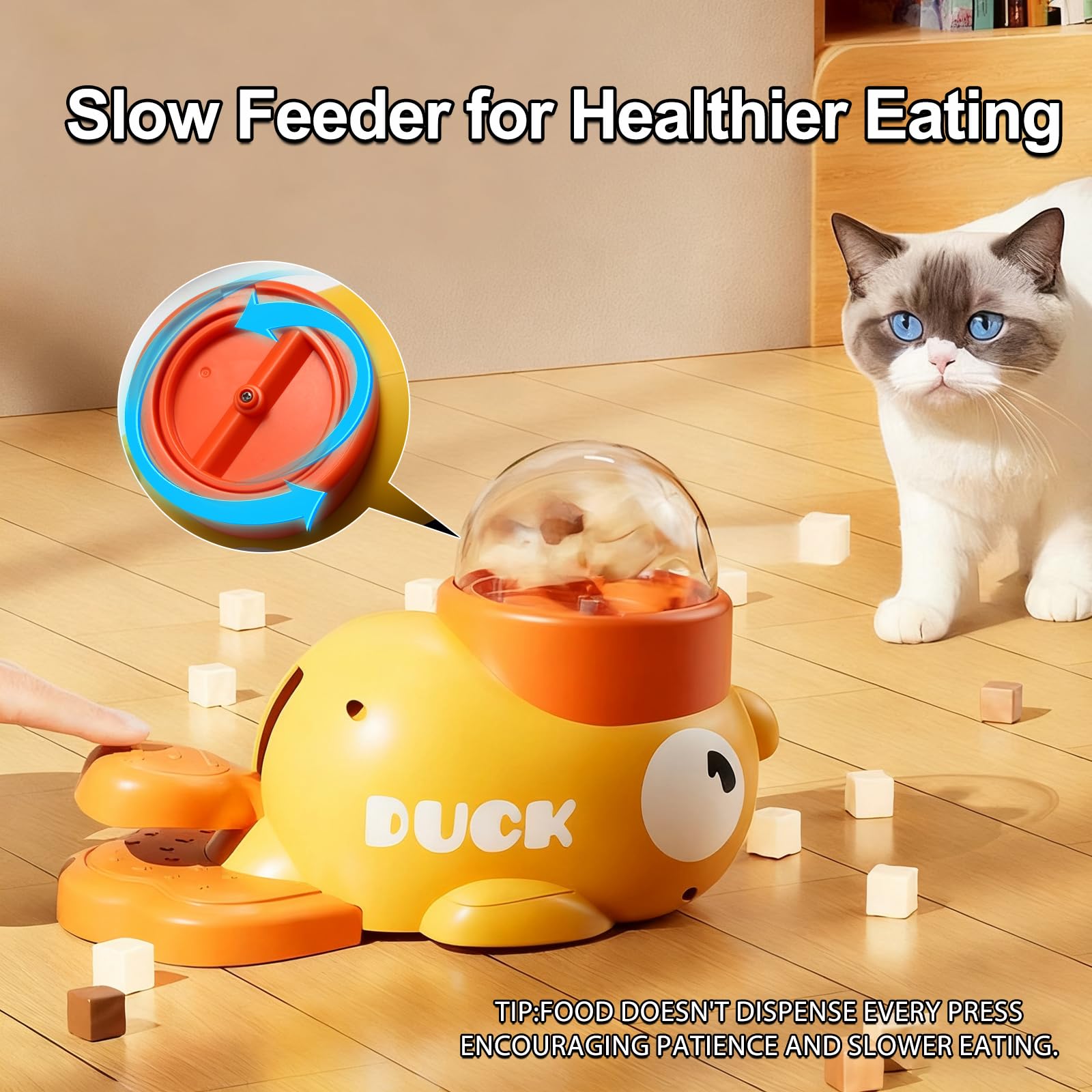 Duck Shaped Pet Treat Dispenser, Interactive Dog Cat Puzzle Toy