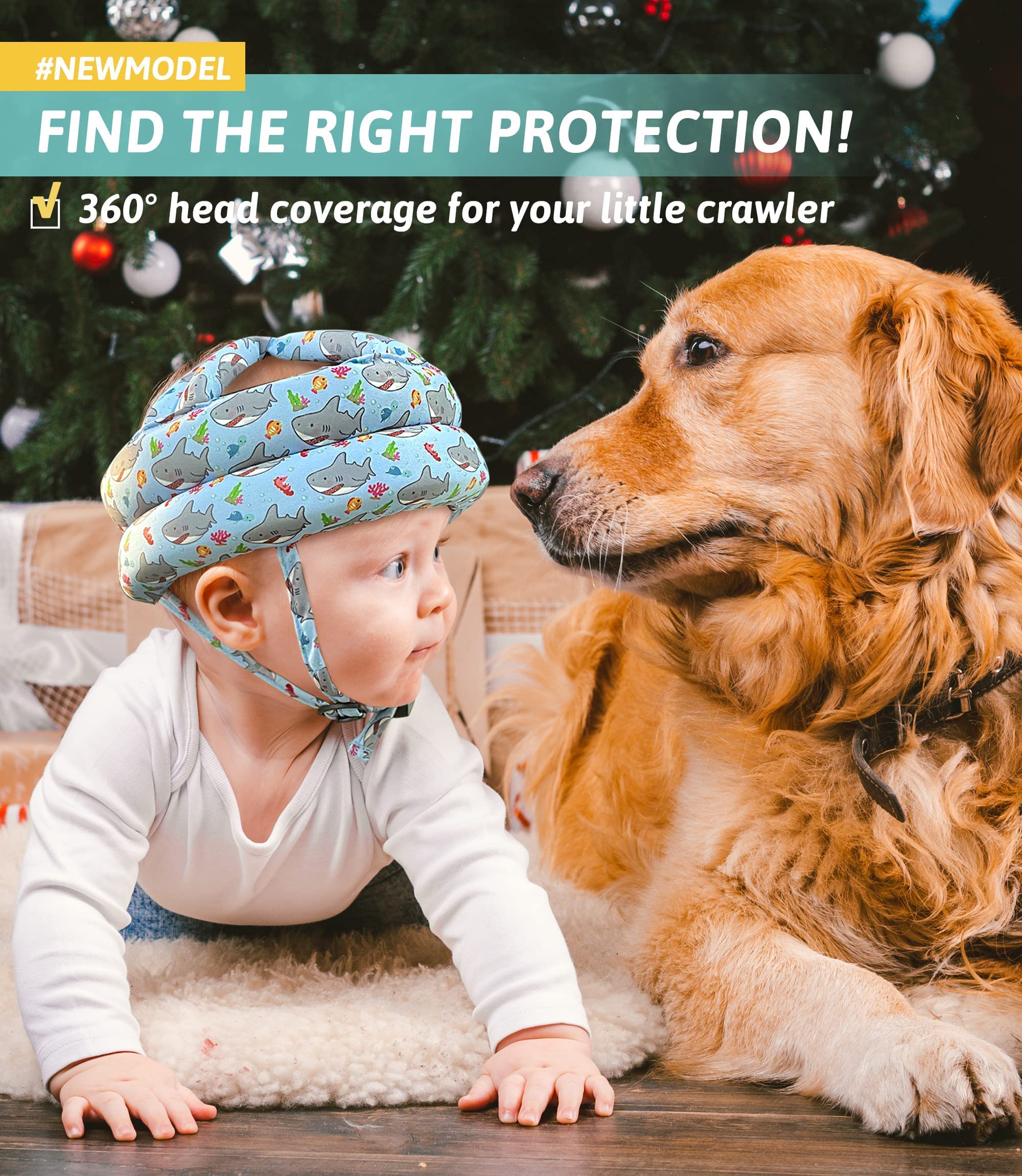 Baby Safety Helmet, Soft Anti-Collision Head Protector for Crawling Toddlers