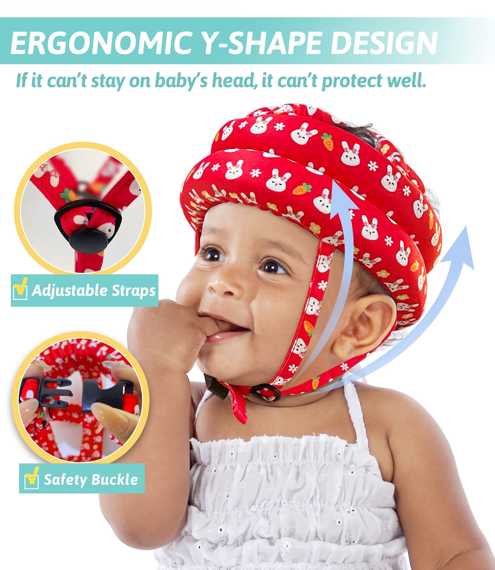 Baby Safety Helmet, Soft Anti-Collision Head Protector for Crawling Toddlers