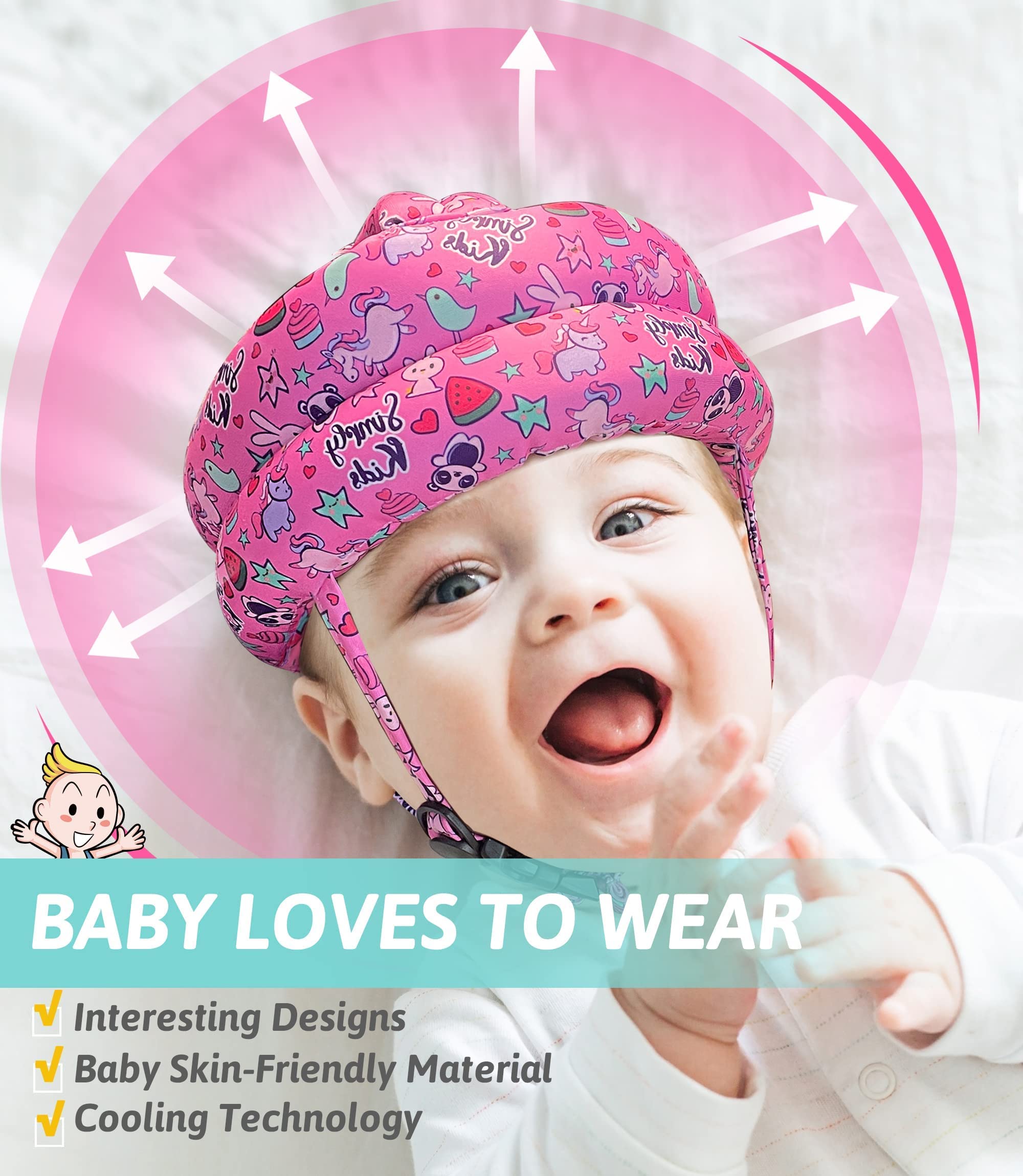 Baby Safety Helmet, Soft Anti-Collision Head Protector for Crawling Toddlers